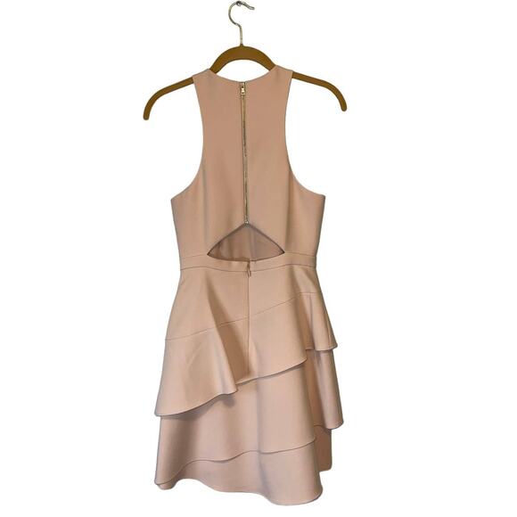 BCBGMaxazria Blush Pink Key Hole Tiered Mini Dress Size 4 - Picture 2 of 13